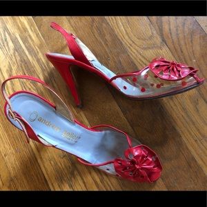 Vintage Italian Leather Slingback Peep Toe Pumps